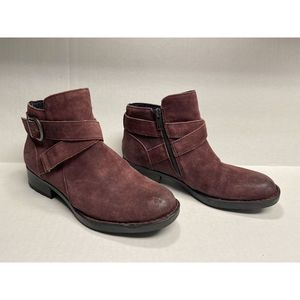 Born Chaval Burgundy Leather Ankle Boots Sz 6 F28693